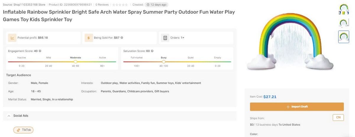 Inflatable Rainbow Splinker best items to dropship