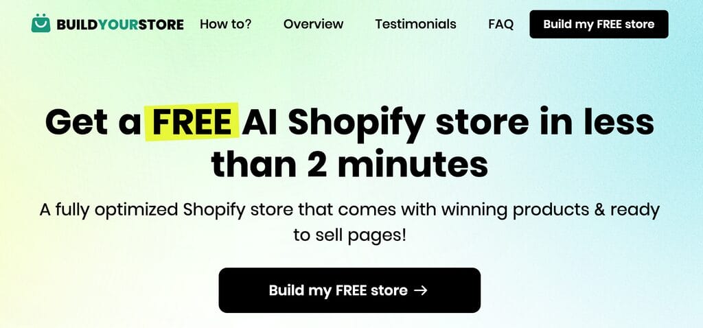 Buildyourstore.ai shopify ai website builder