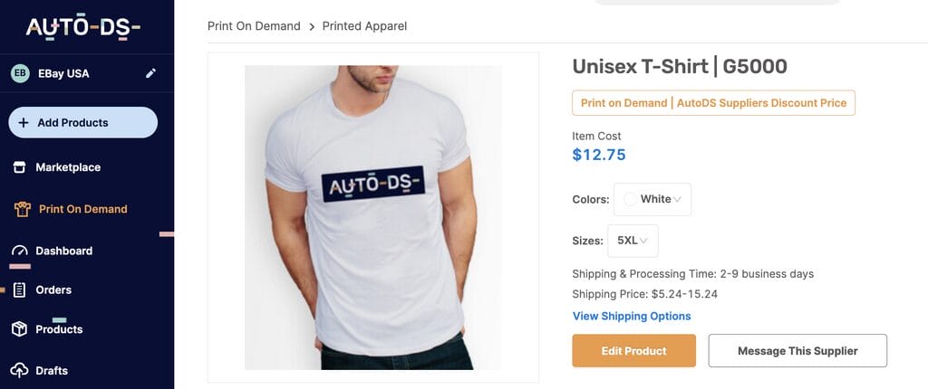 popular dropshipping products print on demand shirt autods