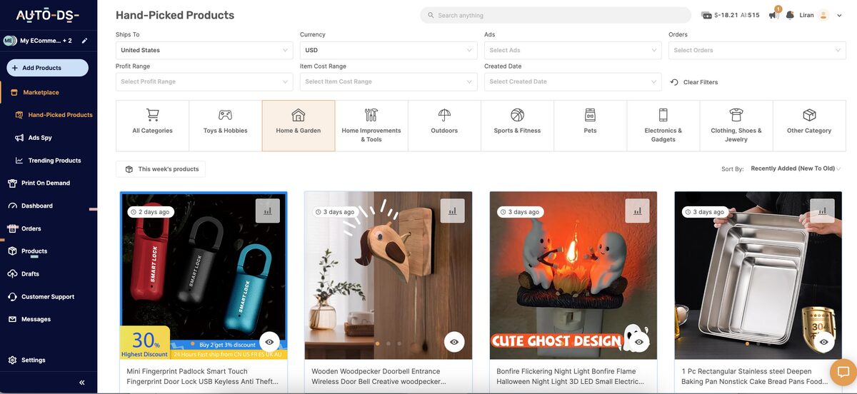 AutoDS Hand-Picked Products Hub For TikTok Shop Dropshipping