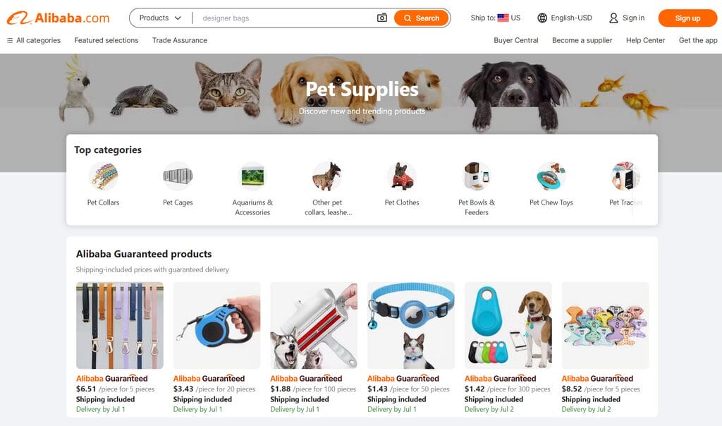 Alibaba pet dropshipping suppliers