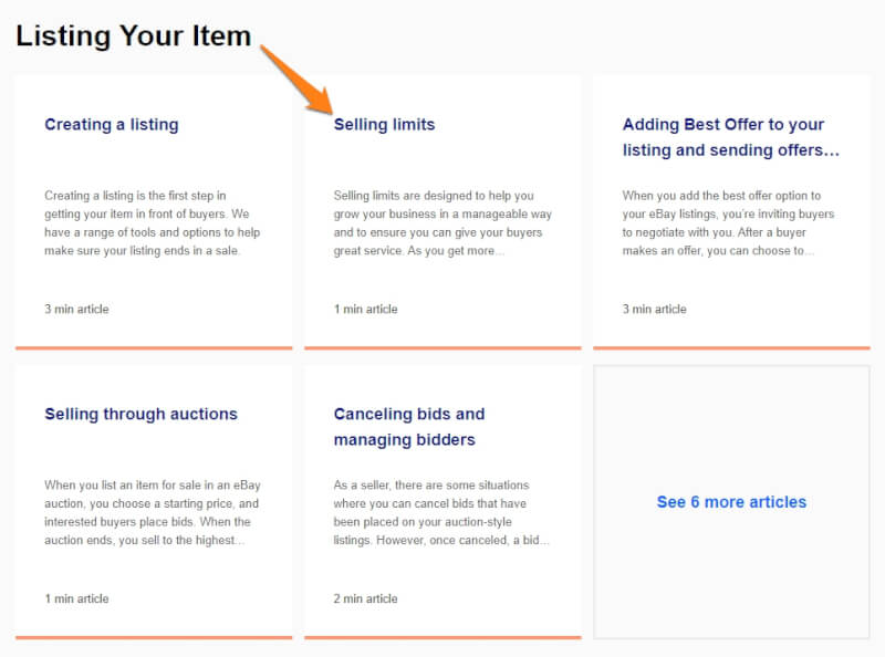 ebay selling limits help article