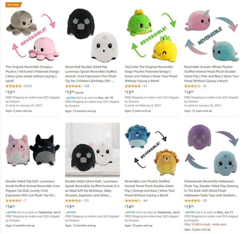 amazon reversible plush toys