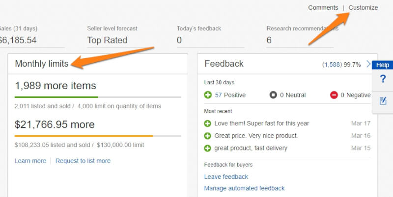Activating Monthly Selling Limits Charts On eBay