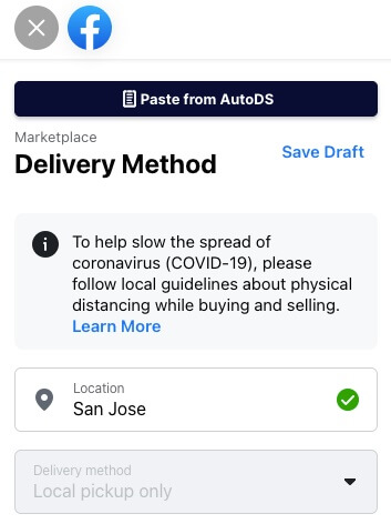 facebook marketplace shipping option