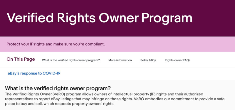 eBay VeRO list