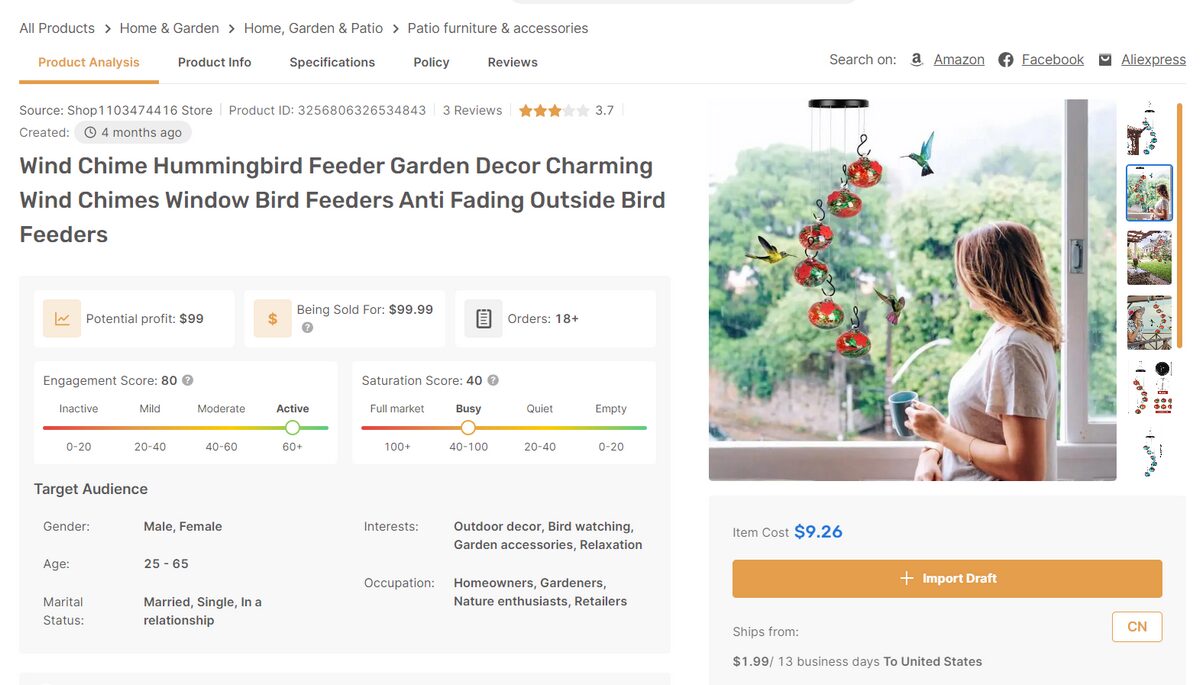 hummingbird feeders high profit margin products