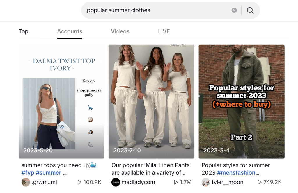 summer clothing research on tiktok