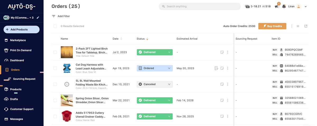 AutoDS order fulfillment shopify vs amazon dropshipping