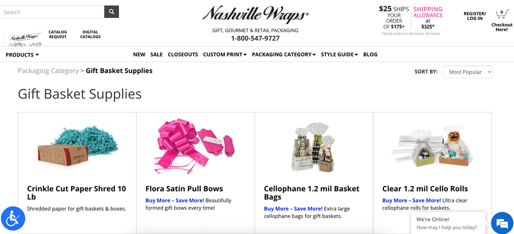 Nashville Wraps Wholesale Baskets