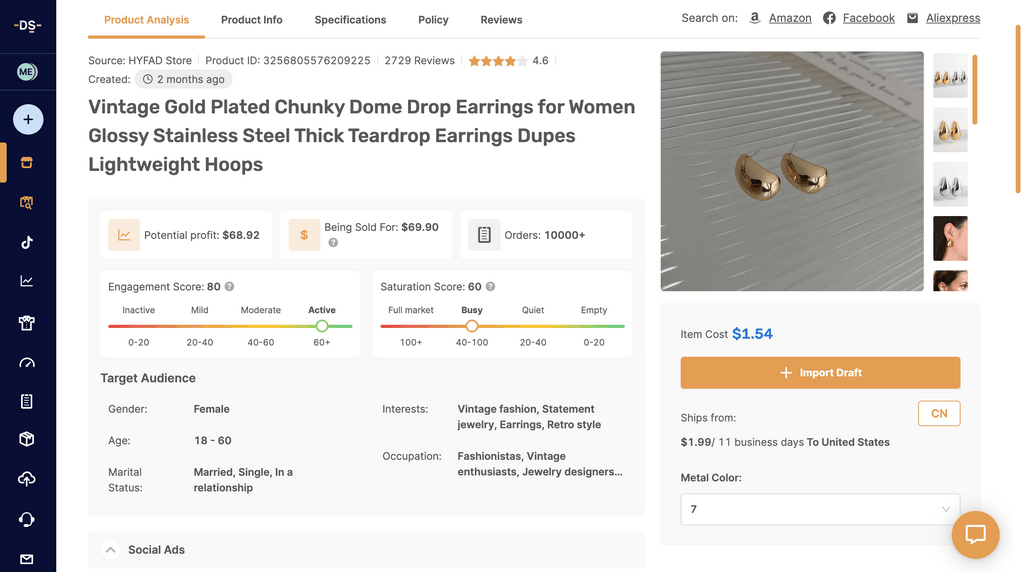 Earrings best items to dropship