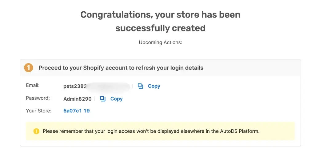 Pre Built Shopify Store Credentials