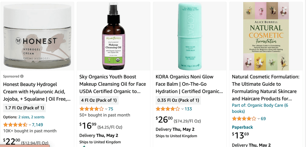 Organic Skincare cosmetic