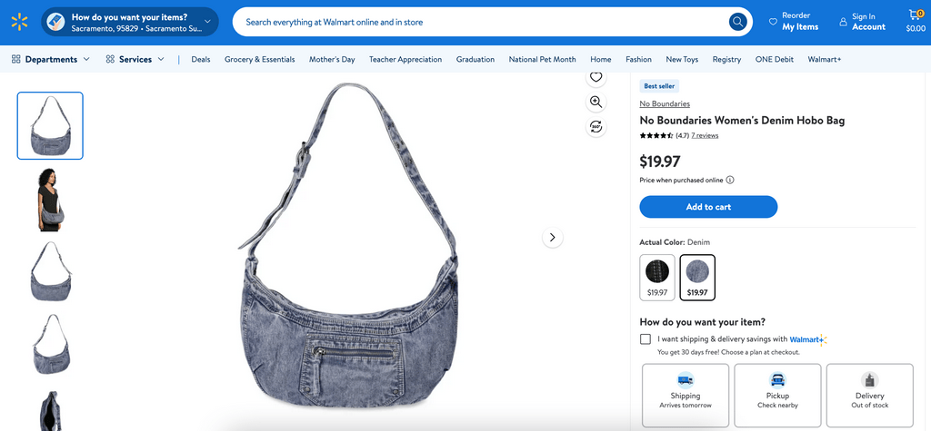 dropship purses Denim Hobo Bag