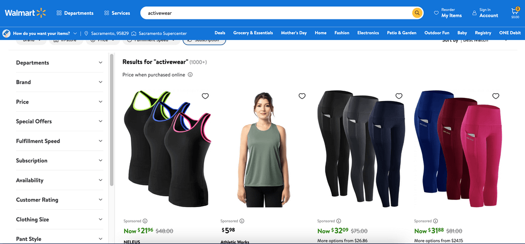 Walmart niche clothing