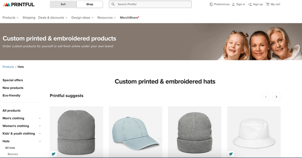 Printful print on demand hats