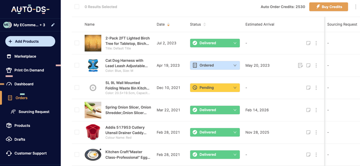 AutoDS order fulfillment feature