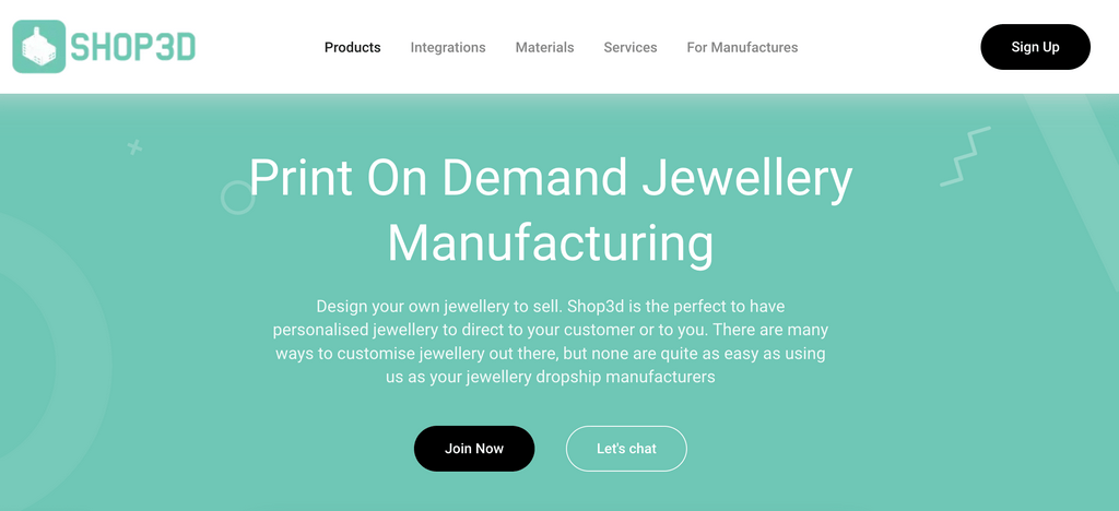 Shop3D jewelry print on demand