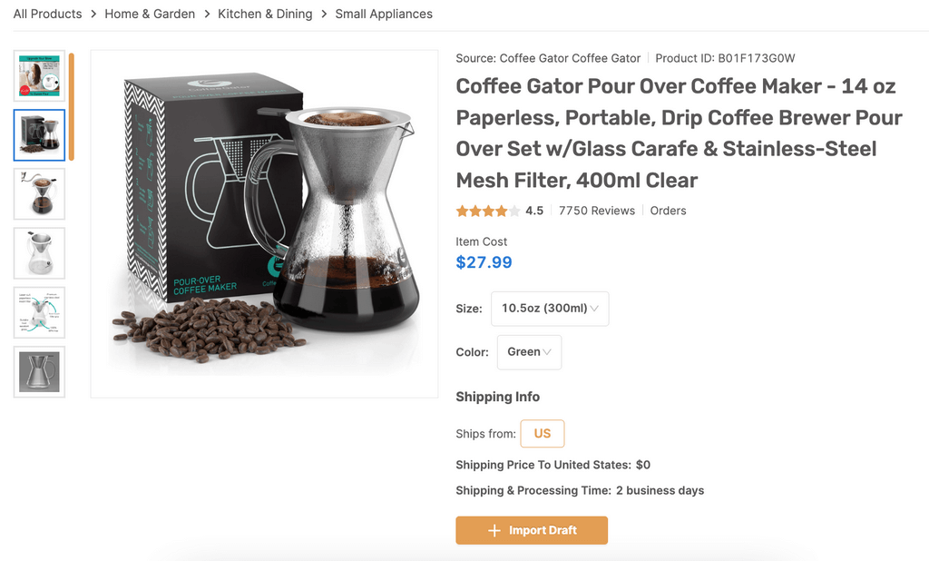 Pour Over Coffee Maker