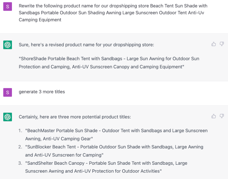 Enhancing product title with ChatGPT