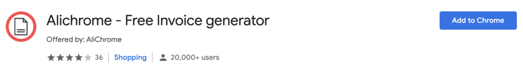 Alichrome free invoice extension