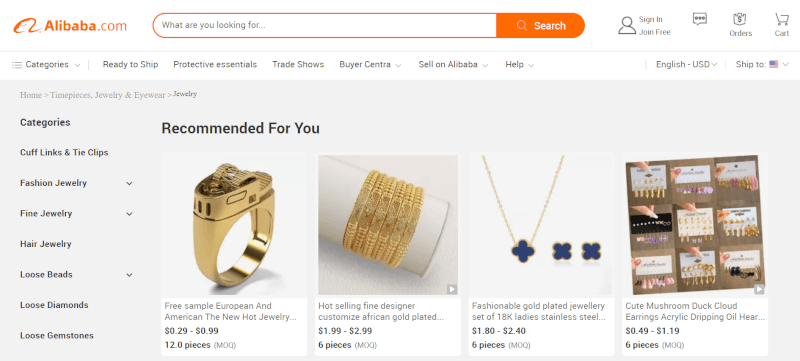 alibaba dropshipping jewelry supplier