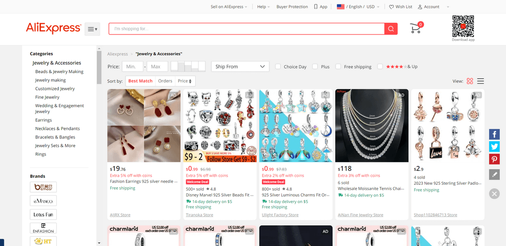 AliExpress dropshipping jewelry