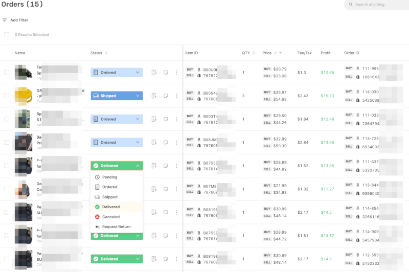 AutoDS Automatic Order Fulfillment Dashboard