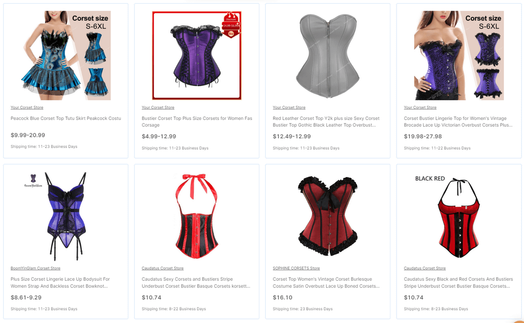 AutoDS corset dropshipping lingerie