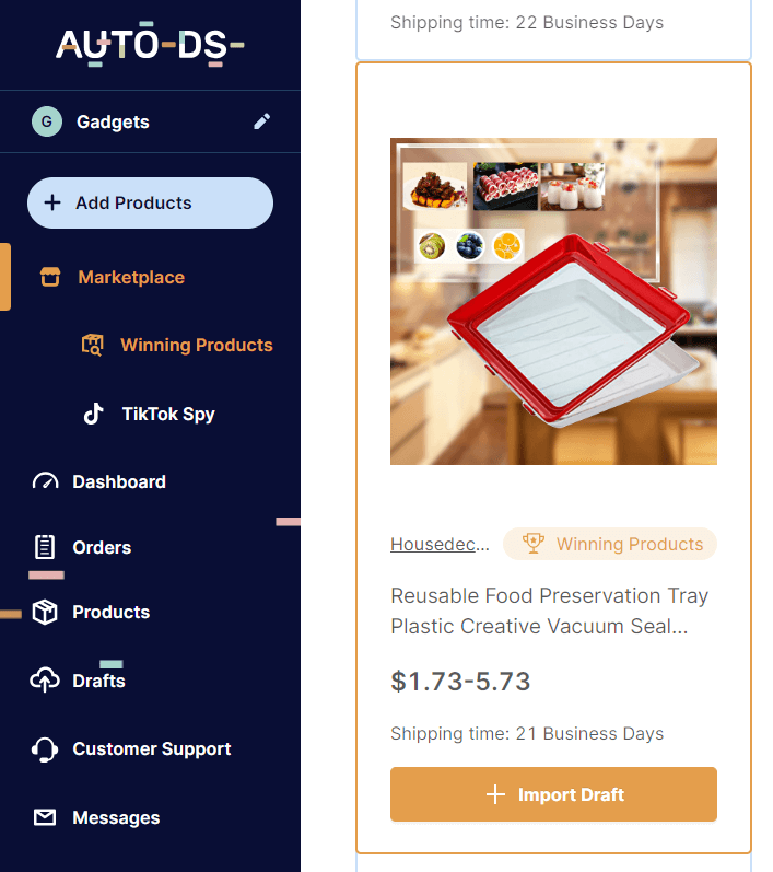 AutoDS Food Preservation Tray