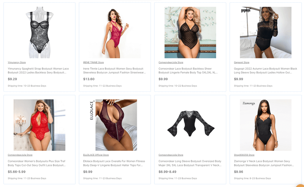 AutoDS lace bodysuit dropshipping lingerie