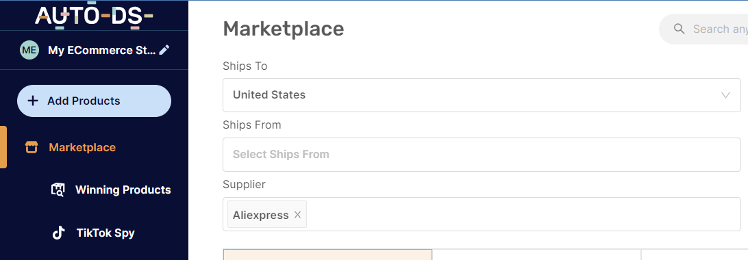 AutoDS Marketplace AliExpress Supplier