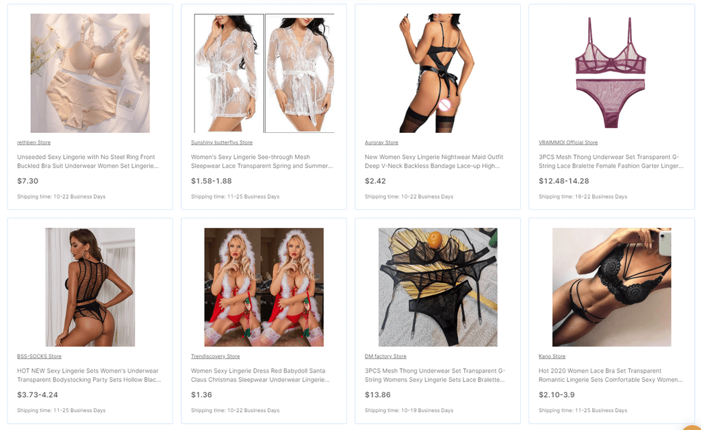 AutoDS multi-piece lingerie set dropshipping lingerie