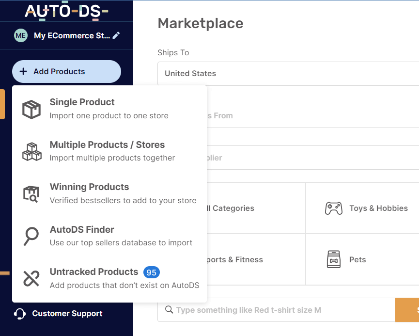 AutoDS Product Import Add Products