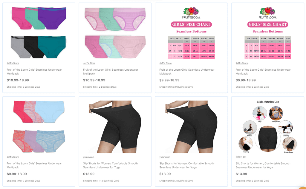 AutoDS seamless underwear dropshipping lingerie