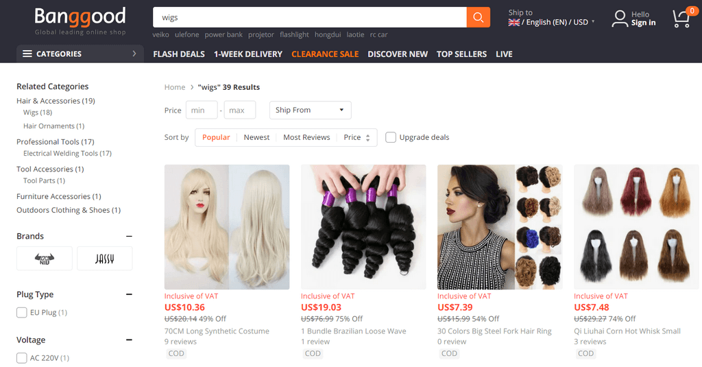 Banggood wigs