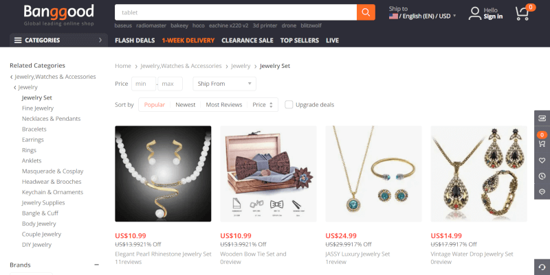 banggood dropshipping jewelry supplier