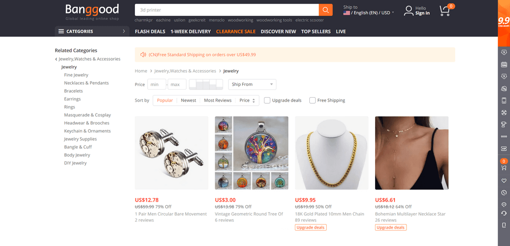 Banggood dropshipping jewelry