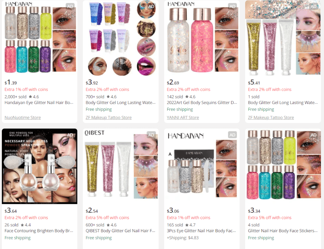 Body Glitter AliExpress dropshipping beauty products