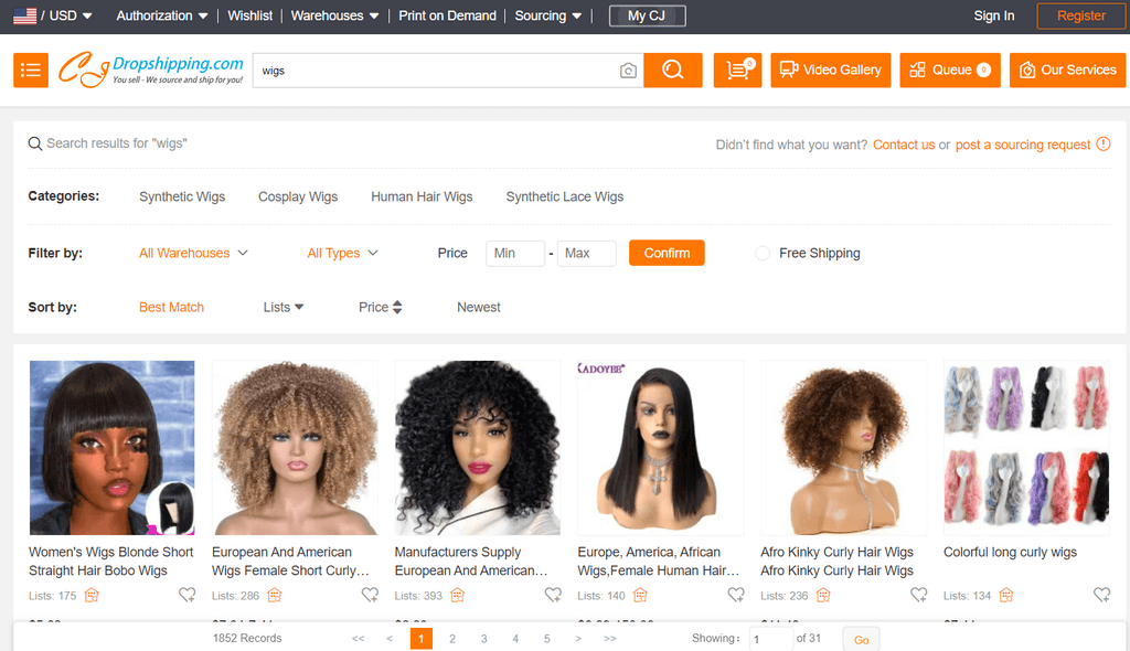 CJdropshipping wigs