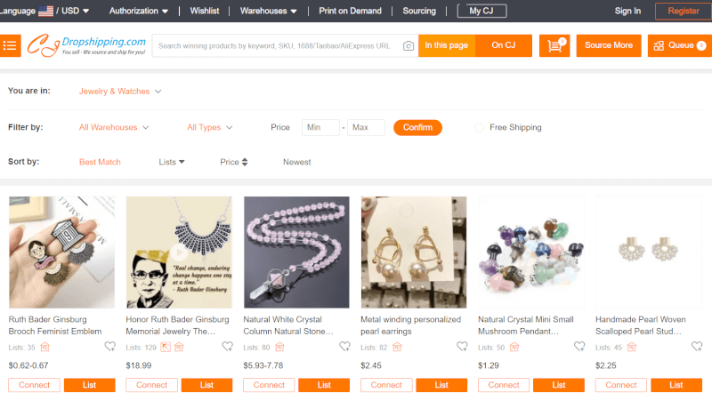 cj dropshipping jewelry supplier