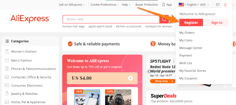 Create An AliExpress Account