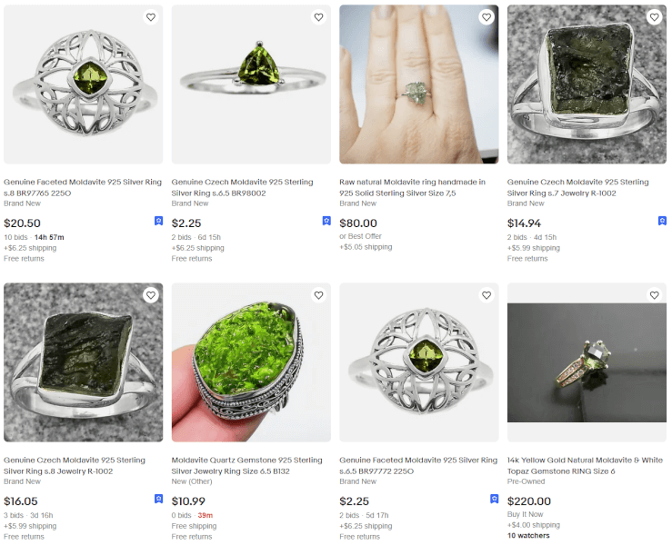 Dropshipping Jewelry Moldavite Stone Ring