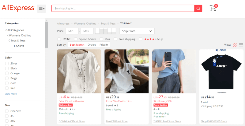  Dropshipping T-Shirt Supplier AliExpress