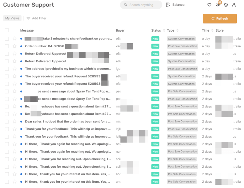 eBay Customer Service Management Tool Dashboard