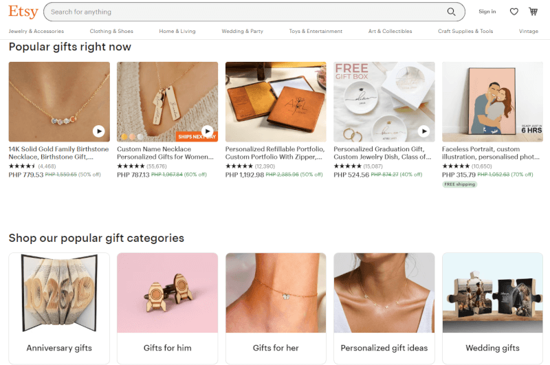 Etsy niche dropshipping platform