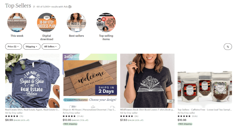 Etsy's Top Sellers