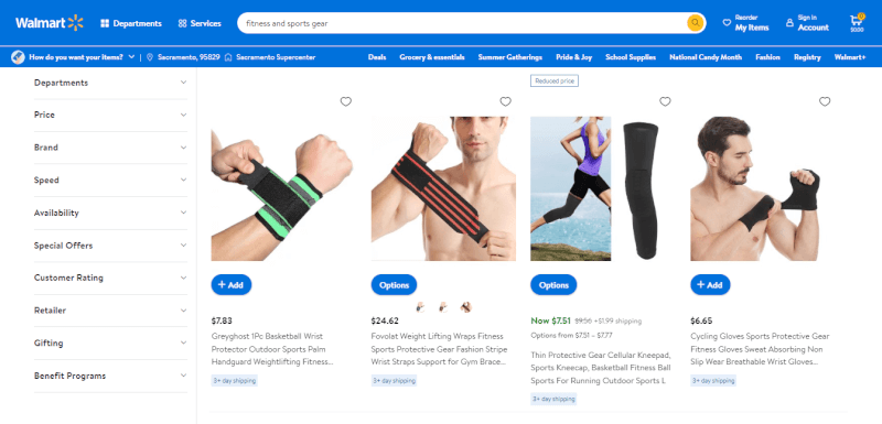 Fitness & Sports Gear Walmart shopify niches