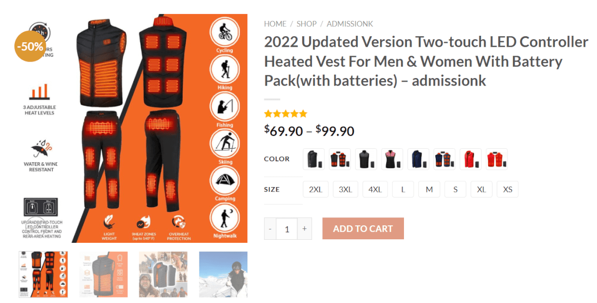 Heated Winter Jacket Seller's Website