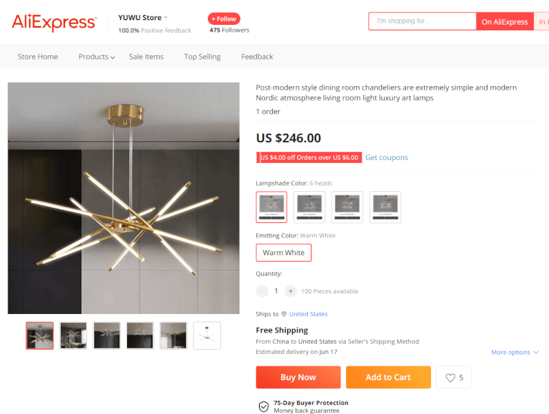 High Ticket Dropshipping Modern Spider Chandelier Source